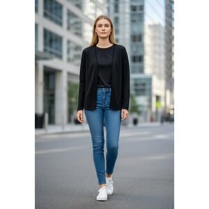 BICE Womens Black Beaded Cardigan and Shell Two Piece Twinset H93557 Medium